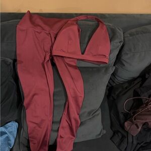 Burgundy CSB Crop Top and Leggings Set